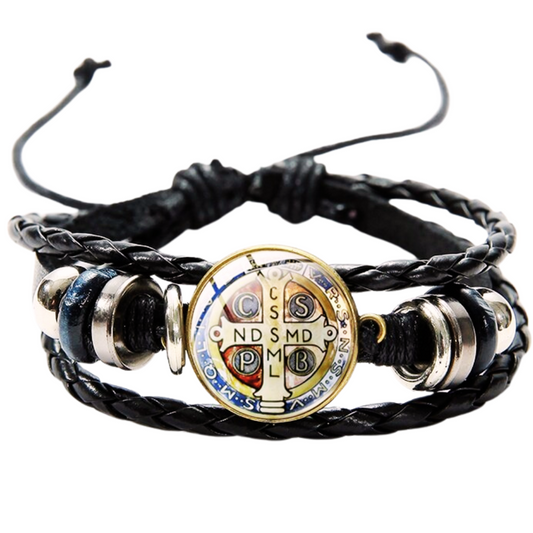 Pulsera San Benito Amanecer para Hombre Protección de Males & Envidias Ajustable