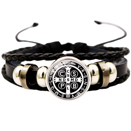 Pulsera San Benito Armonia & Paz para Hombre Protección de Males & Envidias Ajustable