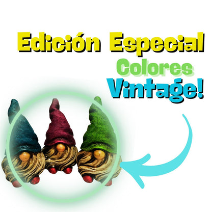 Elfos Duendes Gnomos del Dinero, Suerte & el Amor Los 3 Gnomos Seres Mágicos Coleccionables