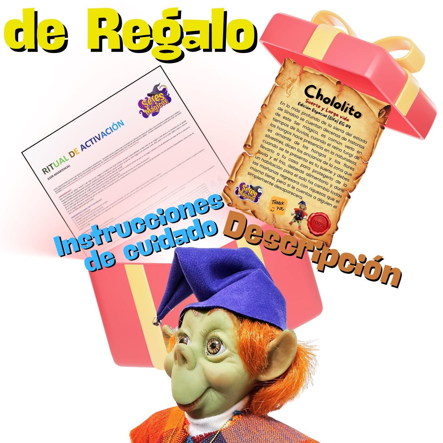 Elfo Chololito Suerte y Larga Vida + Ritual con Instrucciones + Certificado (Ritualizado) Ya Activado - Troll Elfo Duende