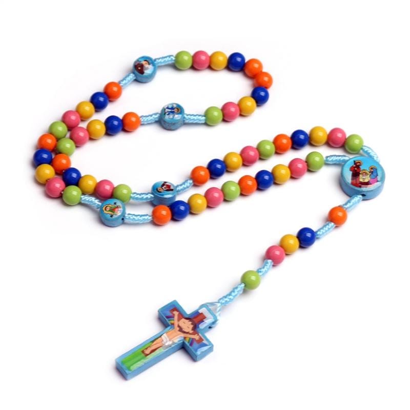 Santo Rosario Completo para Niñ@s de Gran Calidad Único ya Bendito (Azul Cielo)
