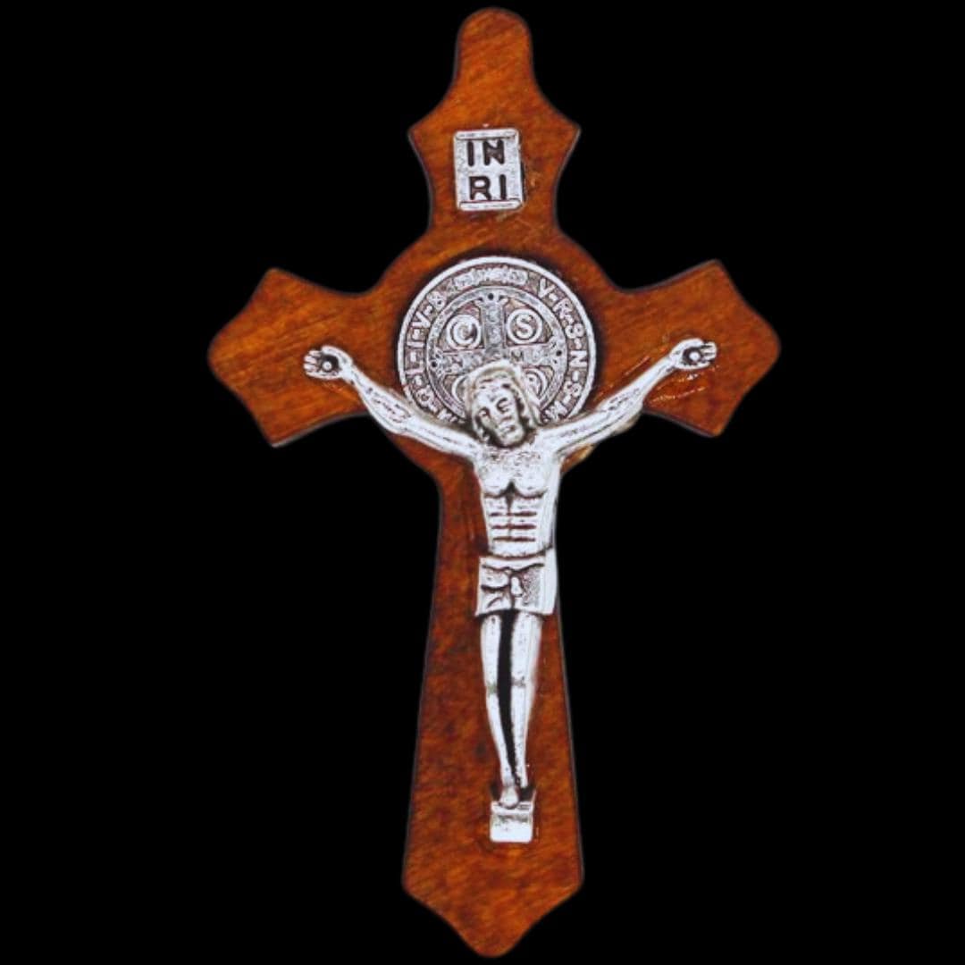 Cruz Exorcizada con Medalla de San Benito completa, incluye Cristo para ceremonias religiosas, oraciones, protección de males y envidias