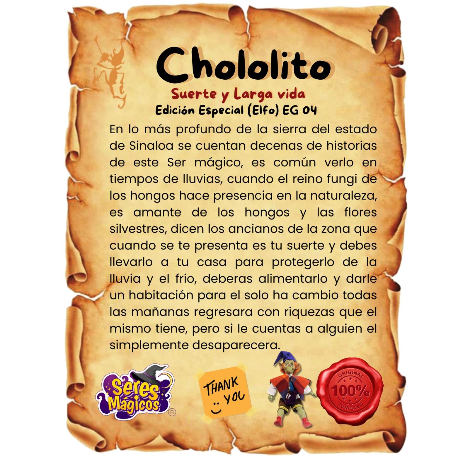 Elfo Chololito Suerte y Larga Vida + Ritual con Instrucciones + Certificado (Ritualizado) Ya Activado - Troll Elfo Duende