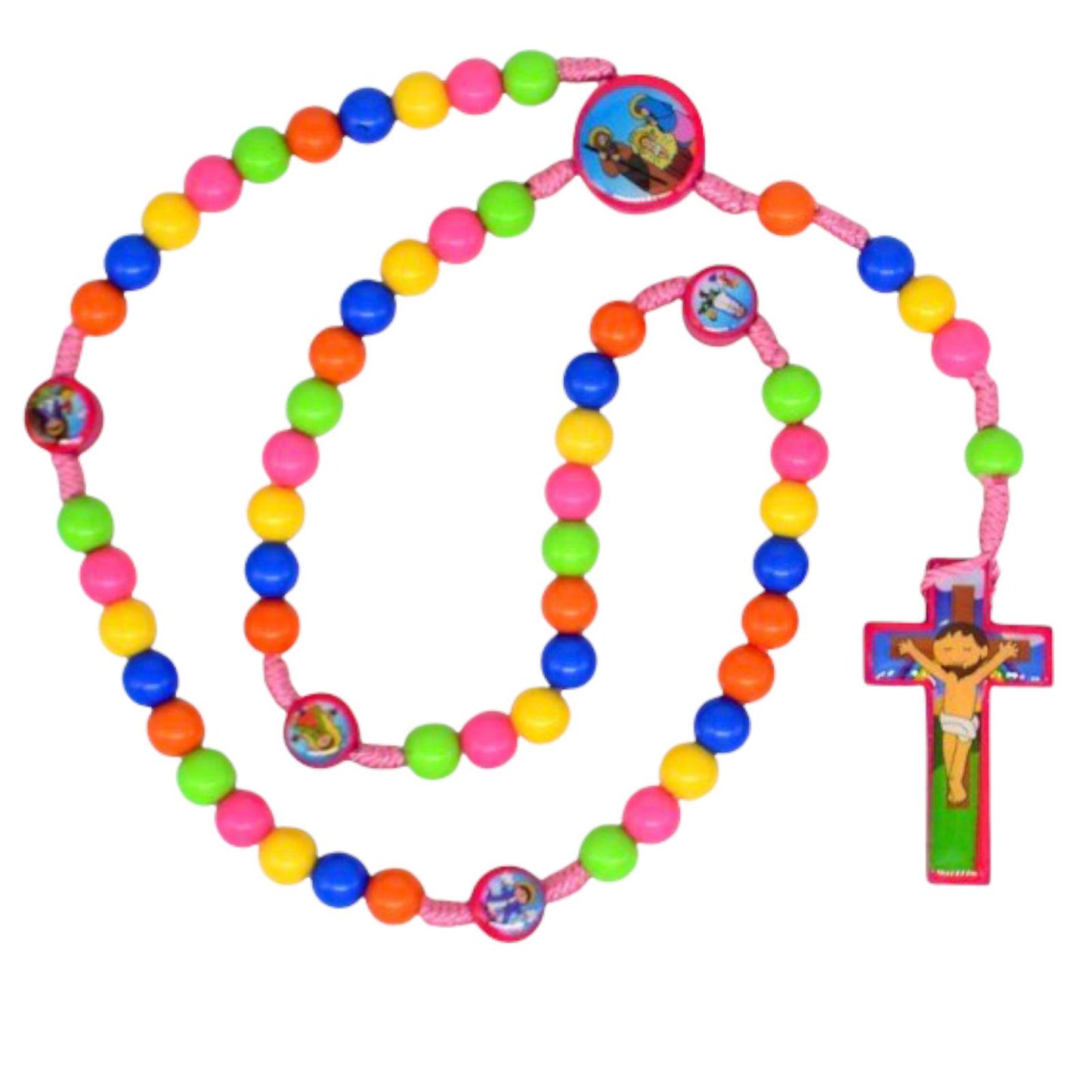 Santo Rosario Completo para Niñ@s de Gran Calidad Único ya Bendito (Rosa)