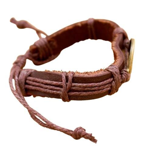 Pulsera de Cuero para Hombre Diseño Único Protección de Males y Envidias Poderoso Amuleto Ajustable (Pulsera Bendita)