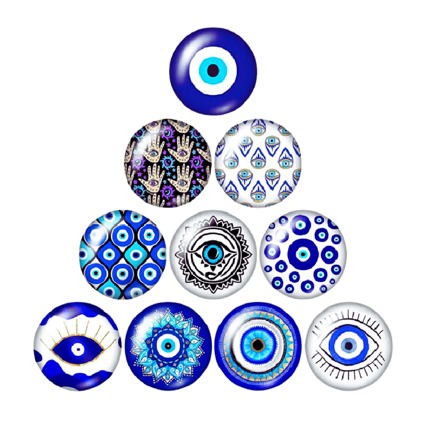 10 Mosaicos de vidrio Ojo Turco para Males y Envidia Ideal para Proteccion de hogar, Protección de negocio