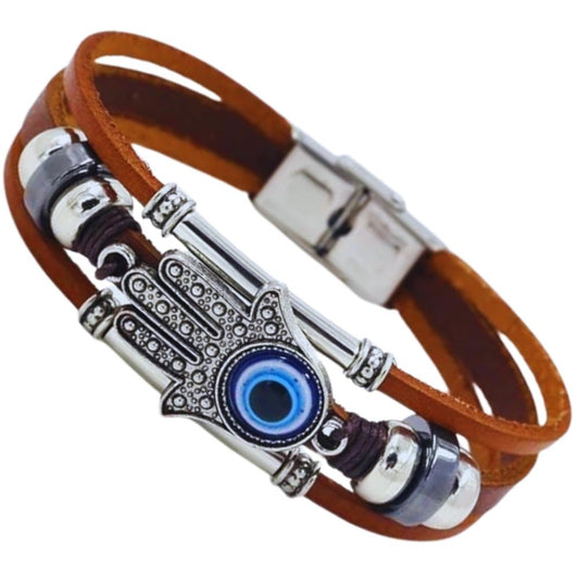 Pulsera Mano de Fatima con ojo Turco Diseño Único Protección de Males y Envidias Poderoso Amuleto Ajustable